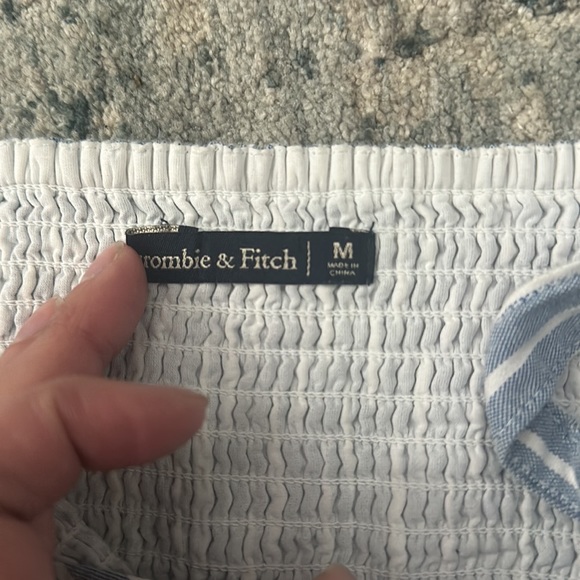 Abercrombie & Fitch Blue Striped Button Front Crop Top Cami Tank - Picture 4 of 5